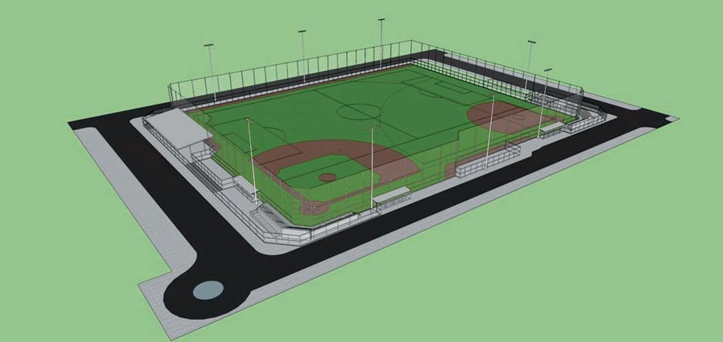 An architect’s rendering of the new Centralia College ballfields.